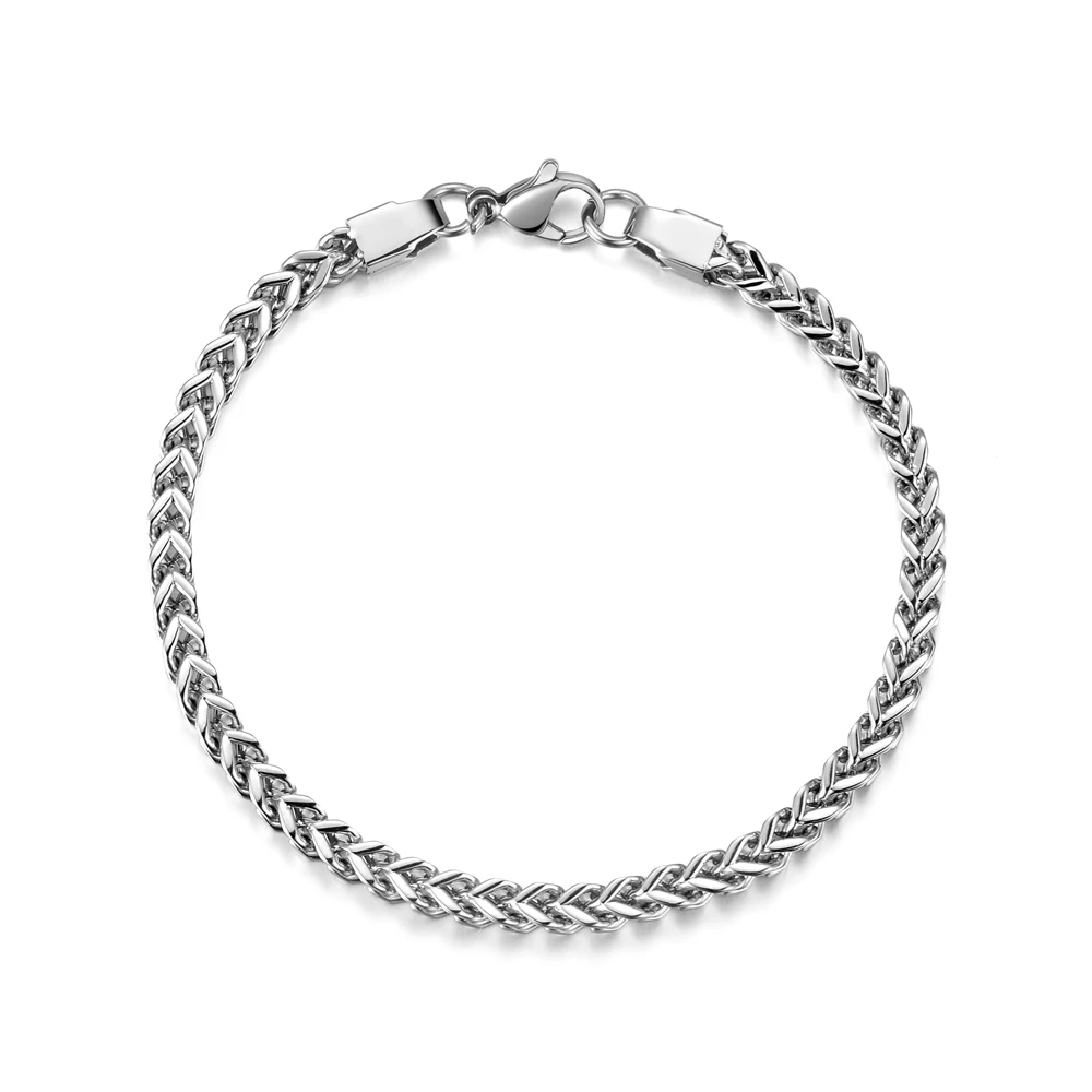 4/6MM Stainless Steel Chain Bracelet & Bangles Fashion Men\'s Titanium Steel Link Bracelet Hip Hop Rock Jewelry Length 20/22CM