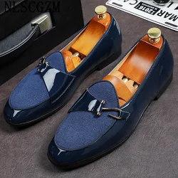 Patent Leather Loafers Men Dress Shoes Leather Italian Oxford Shoes for Men Wedding Dress Formal Slip on Shoes Men Office 2024