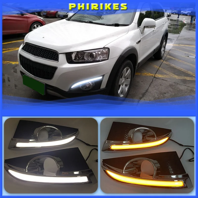 

1 Pair For Chevrolet Captiva 2011 2012 2013 turn Signal Relay Car-styling 12V LED DRL Daytime Running Lights with fog lamp hole