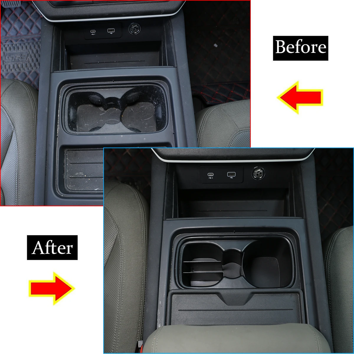 

1Pcs ABS Black For Land Rover Defender 90 110 2020-2024 Car Central Control Cup Stand Partial Storage Box Car Accessories