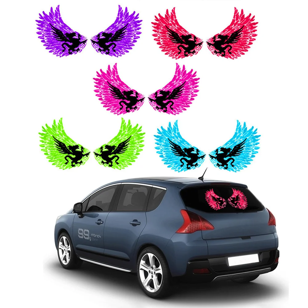 

60x30cm Wing Car Sticker Music Rhythm LED Flash Light Sound Activated Equalizer Accessories