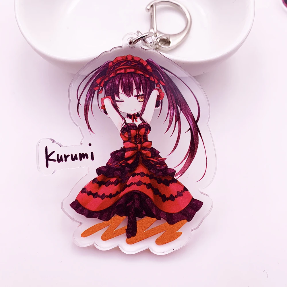 Anime Date A Live Yoshino Cosplay Acrylic Cute Cartoon Keychain Yatogami Kurumi Bag Pendant llaveros Chaveiro portachiavi K0138