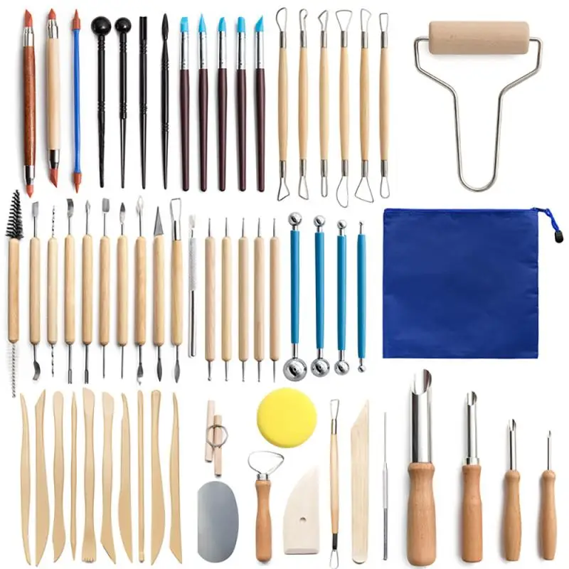 11/21/25/61 Pcs Arts Crafts Clay Sculpting Tools Pottery Carving Tool kit Pottery Ceramics Wooden Handle Modeling Clay Tools