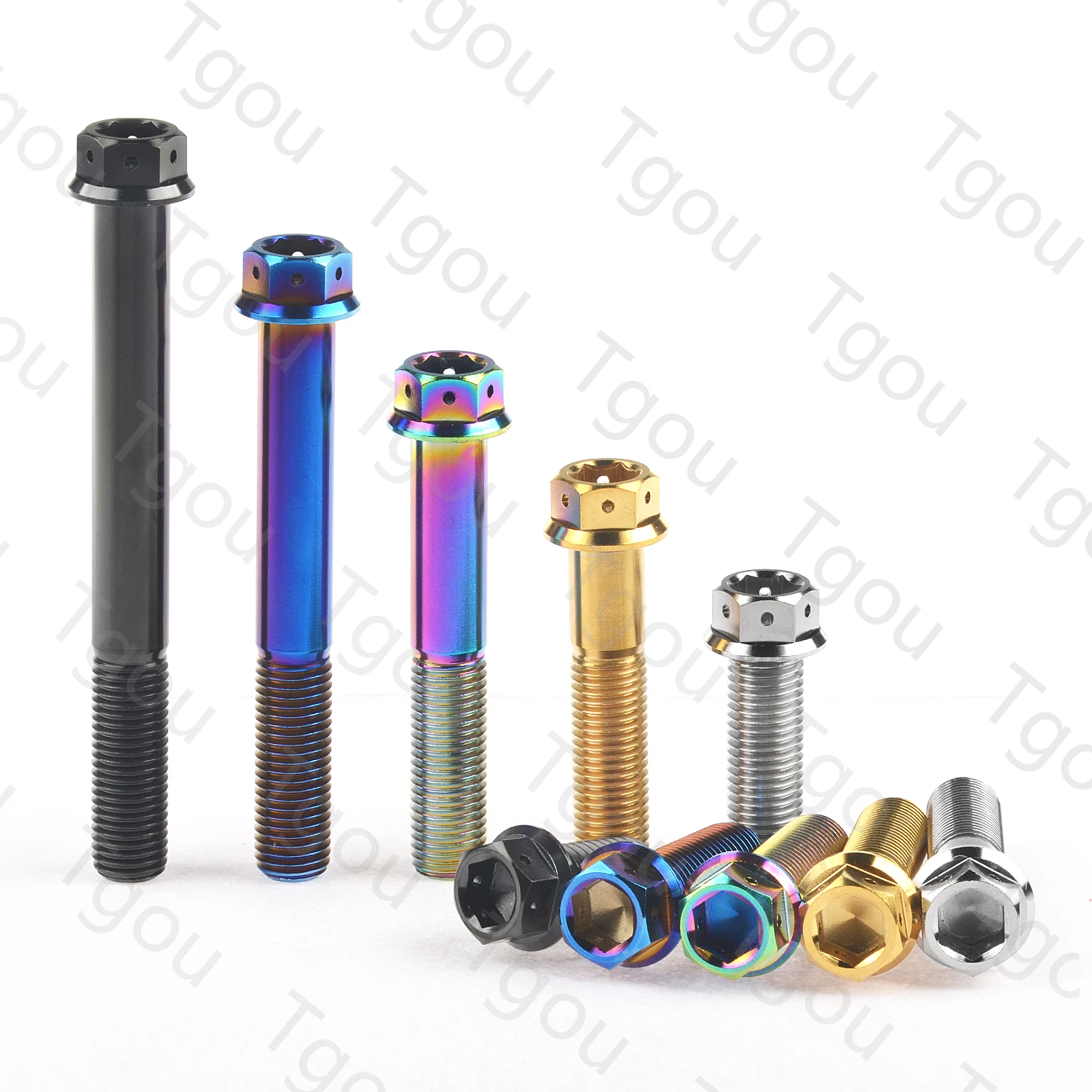 Tgou Titanium Bolt M10x20~90mm Pitch1.25/1.5mm Flange Inner Outer Hexagon Screws for Motorcycle Disc Brake Refitted