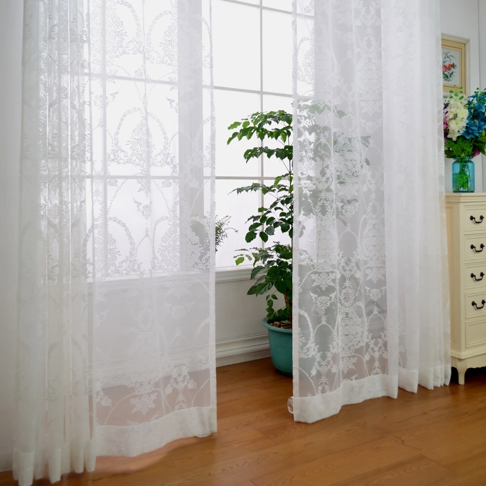 European Solid Black Sheer Curtains for Bedroom Living Room Premium Black Lace Curtain Drapes Home Decoration Background Fabrics