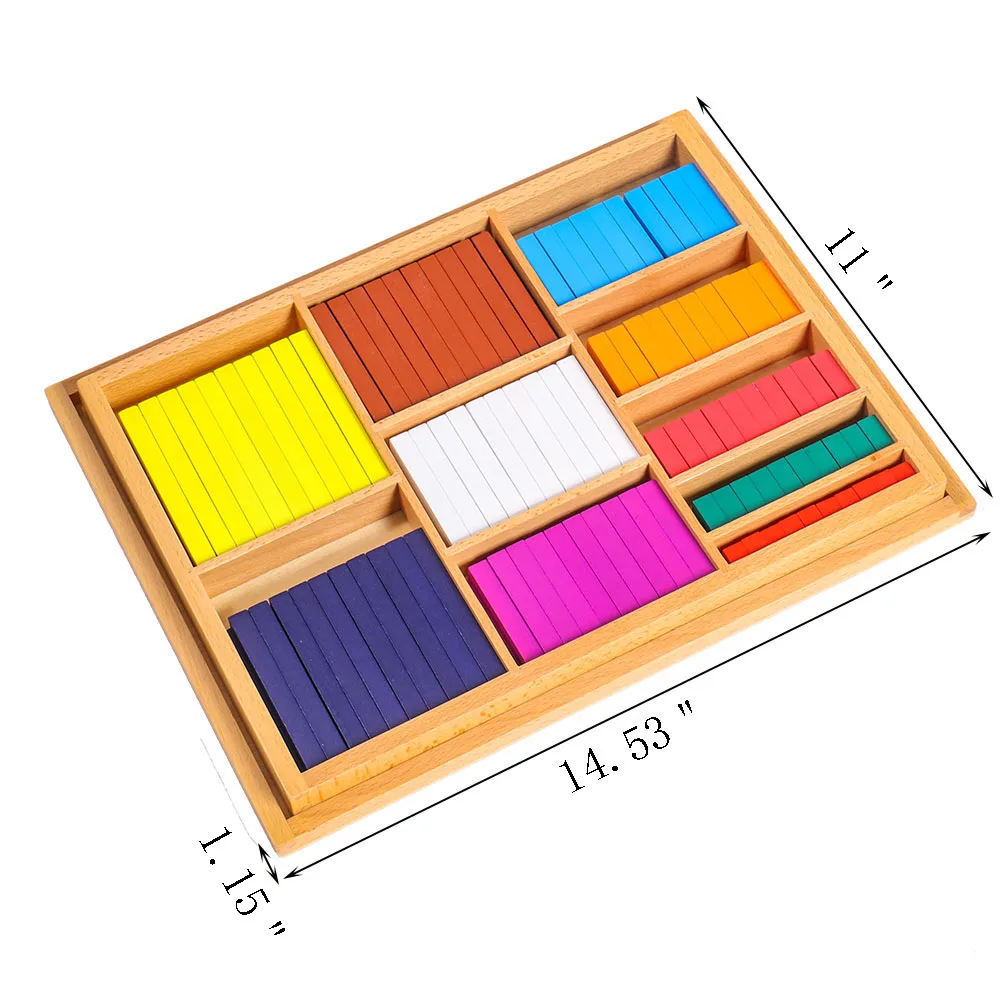 Montessori kolorowe paski zliczające ułamkowe pudełko Montessori matematyka matematyka materiały edukacyjne artykuły szkolne zabawki przedszkolne