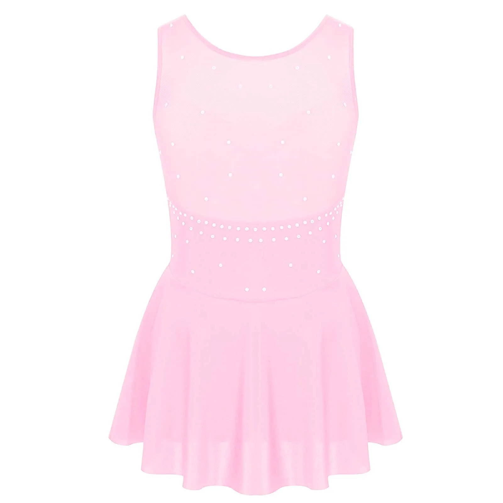 Robe de patinage artistique pour filles, tutu transparent en maille avec biscuits brillants, robe de ballet, justaucorps de salle de Rh, vêtements de danse pour enfants