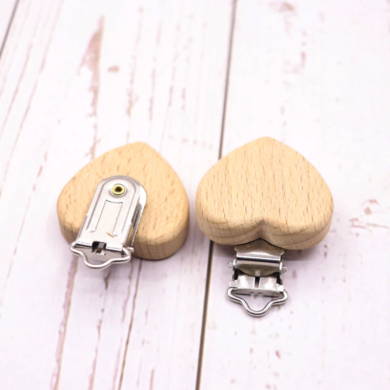 Clips de madera de haya para chupete, soporte para chupete con forma de Aniamls, personalizable, mordedor de grado alimenticio, 10 piezas