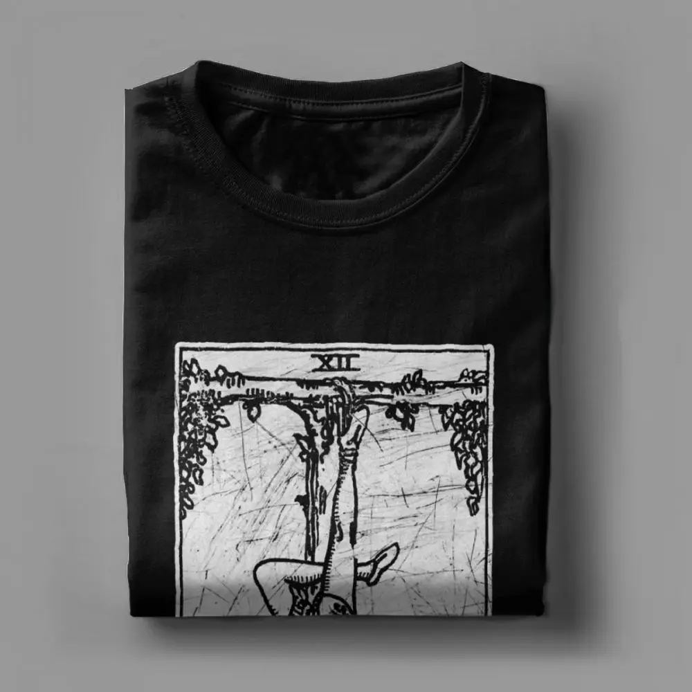 Men\'s The Hanged Man Tarot Card Major Arcana Fortune Telling Occult T Shirts Pure Cotton Short Sleeve Tee Shirt Present T-Shirts