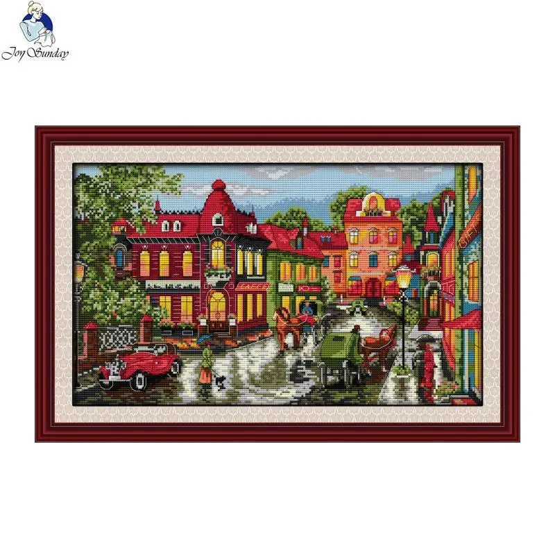 A corner of the city DIY scenery pattern cross stitch set Aida 11CT14CT counted and stamped needlework kit embroidery Home decor