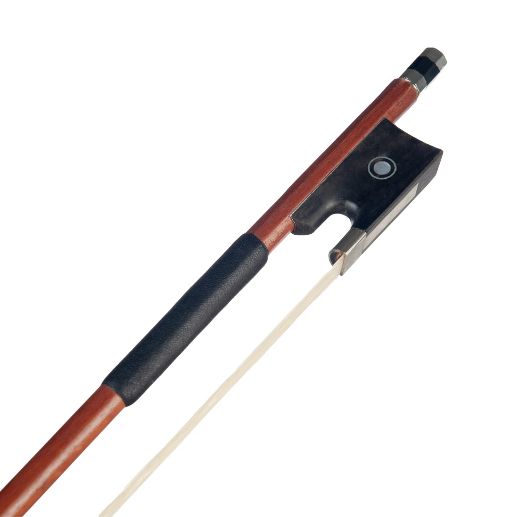 4/4 Size Violin Bow Brazilwood Bow Round Stick Bow Natural Horsehair Ebony Frog Sheep Skin Grip Student Bow Beginner Use