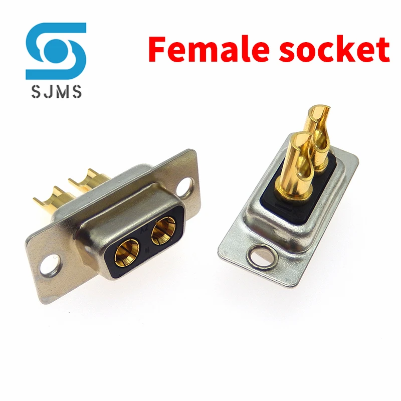 2W2 30A Gold plated Male / Female high current Connector D-SUB adapter solder type 2 Pin plug jack socket high power Gold plated