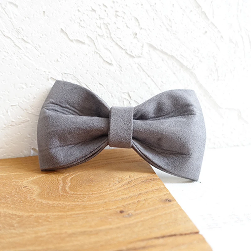 

Grey Velvet Dog Bowtie Pets Collar Accessory Puppy Cat Pet Supplies Grooming Tools Dogs Dismountable Ornamental Bow Ties