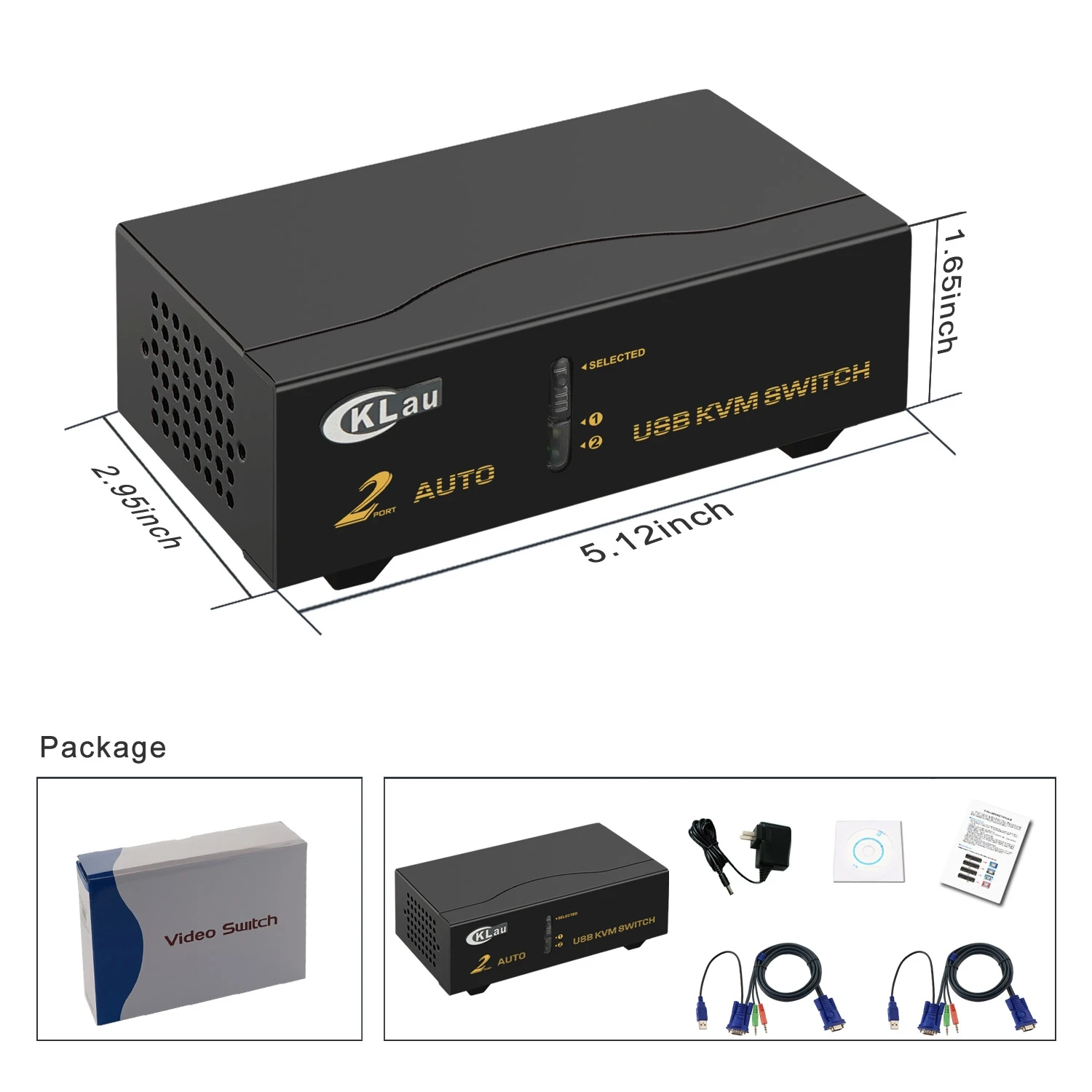 CKL 2 porte USB VGA KVM Switch supporto Audio scansione automatica con cavi Monitor PC tastiera Mouse DVR NVR Webcam Switcher CKL-82UA