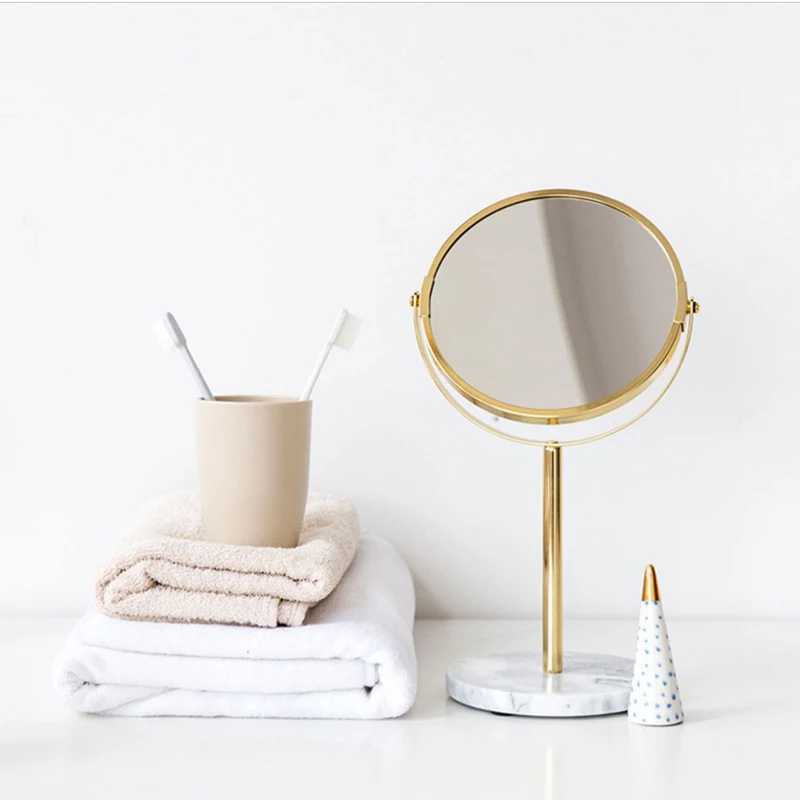 Black/White Marble Bathroom Make-up Mirror Table Top Double Faced Bath Mirror makeup Mirror Bathroom Accessories