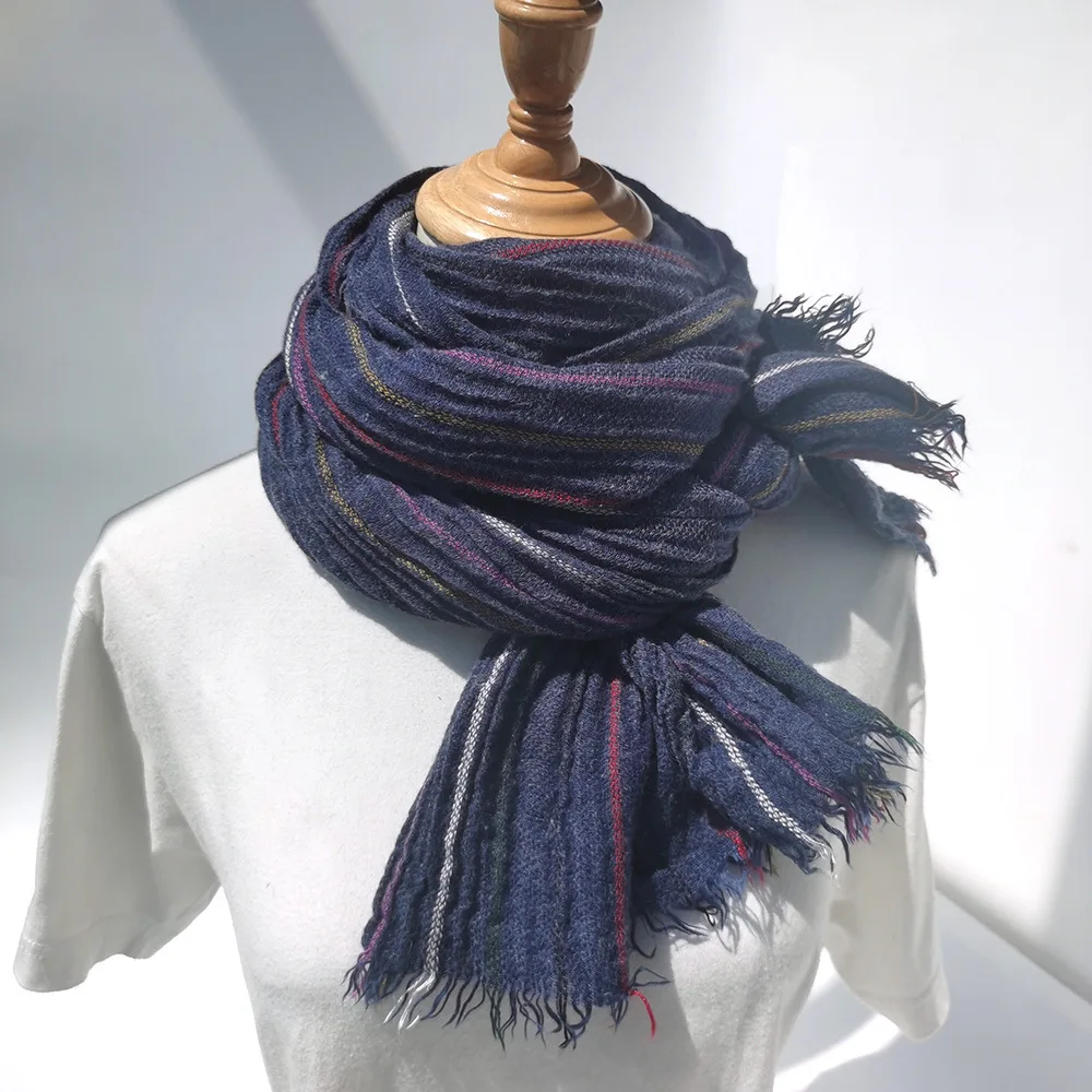 Warme Winter Mannen Wollen Sjaal Fashion Brand Gestreepte Kwastje Sjaals Voor Mannen Lange Zachte Pashmina Foulard Mannelijke Accessoires Sjaal