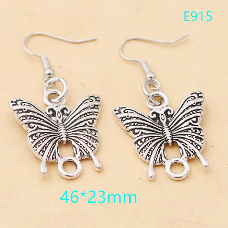 1 Pair Fashion Ear Hook Earrings, Aliens Charms, Skateboard Shoe Charms, Butterfly Charms, Angel Wings Charms, Silver Plated T1