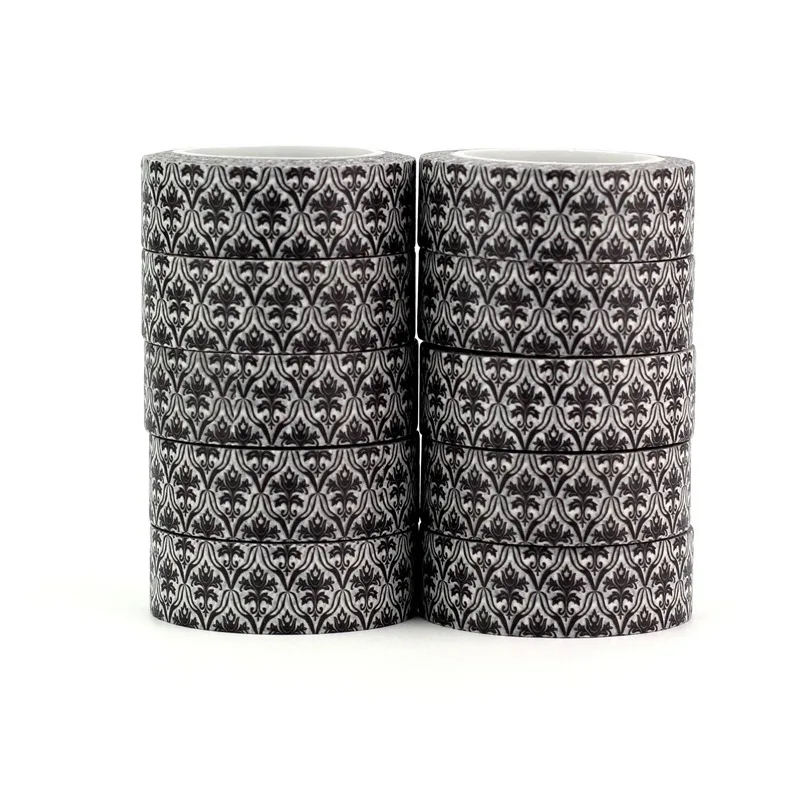 10PCS./lot Abstract Black and White Flower Washi Tapes DIY Decor Scrapbook Planner Adhesive Masking Tape Cute Stationery