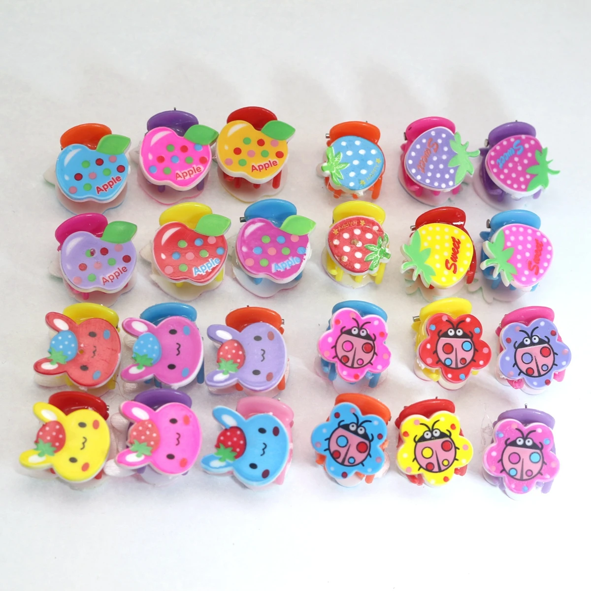 24 Assorted Cute Plastic Mini Cartoon Hair Claw Clamps Small Hair Clips