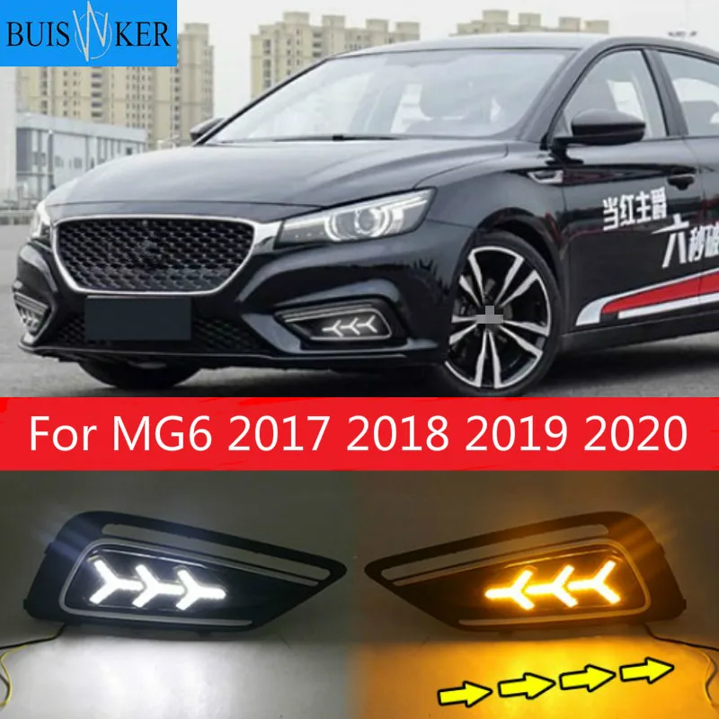 

1 Pair For MG6 MG 6 2017 2018 2019 2020 Car LED Daytime Running Lights White Yellow Blue Running Turn signal DRL Fog Lamp Covers