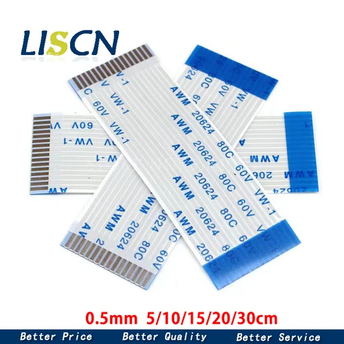 AWM 20624 80C 60V VW-1 FFC FPC cable plano flexible 0,5 MM 4 5 6 8 10 12 14 16 18 20 22 24 26 28 30 32 34 36 38 40 50 54 60 pines