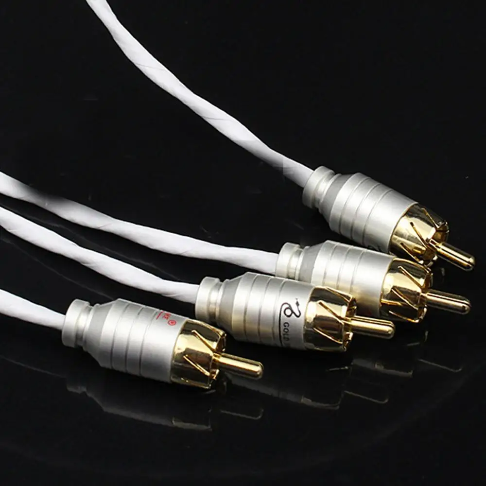 Colleimage Hifi Silver Plated Hifi Audio Cable 2RCA to 2RCA audio signal Amplifier line Interconnector Speaker cable