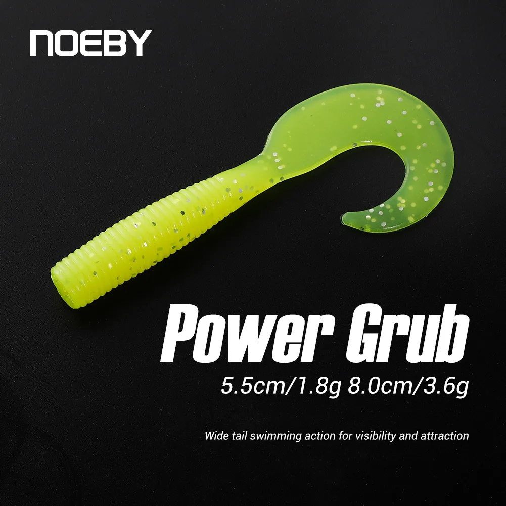 Noeby-Soft Silicone Fishing Lure, Artificial Baits, Grub Worm Wobblers, Jig Swimbait, Bass Fishing Lures, 5.5cm, 8cm Wide Tail