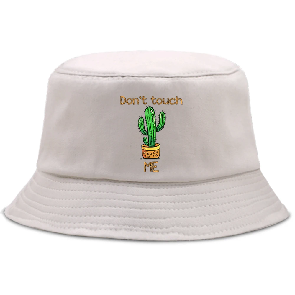 Don'T Touch Me Cactus Cartoon Printing New Men'S Panama Hat Unisex Hip Hop Men Fisherman Cap Casual Outdoor Women'S Bucket Hats