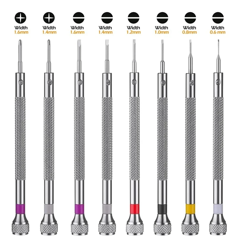 8PCS Professional Screwdriver Set Mini Precision Screwdriver Kit 0.6-1.6mm for Watch Eyeglasses Electronics Repair