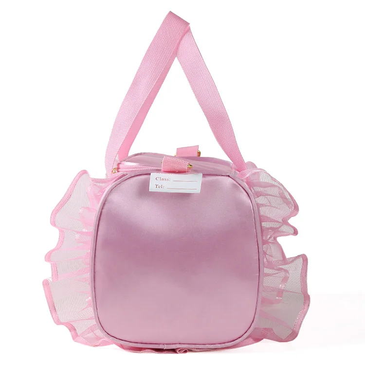 Lace Pink Kids Girls Ballet Dance Bag Students School Backpack Toe Shoes Embroidered Tiered Ruffled Tutu Shoulder Bag Dance