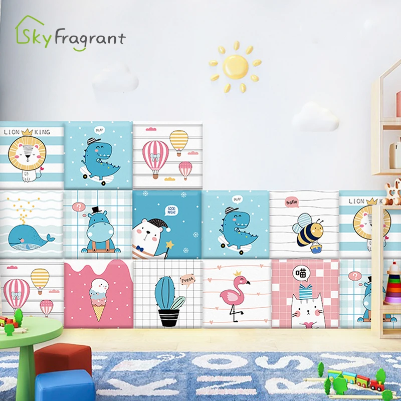 Kindergarten Cartoon Anti-Collision Wall Stickers For Kids Rooms 3D Soft Wall Decoration Self Adhesive Home Wall Decor Sticker