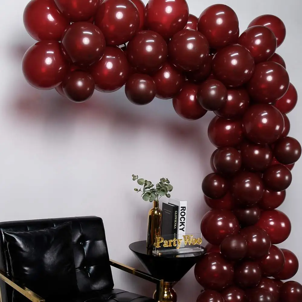 5\'10\'12\'18Inch Crystal Wine Red Balloons Matte Balloons For Wine Red Party Venue layout Wedding Baby Shower Birthday Decoration