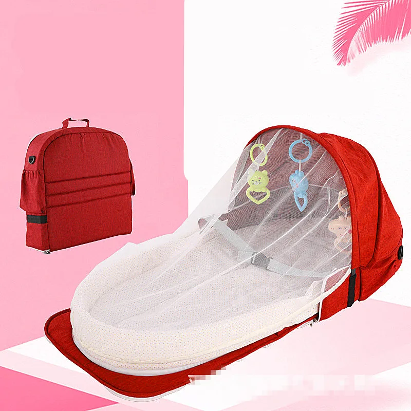 Cuna móvil portátil de viaje para bebé, nido para recién nacido, cama plegable multifunción, silla plegable con juguetes, mosquitera