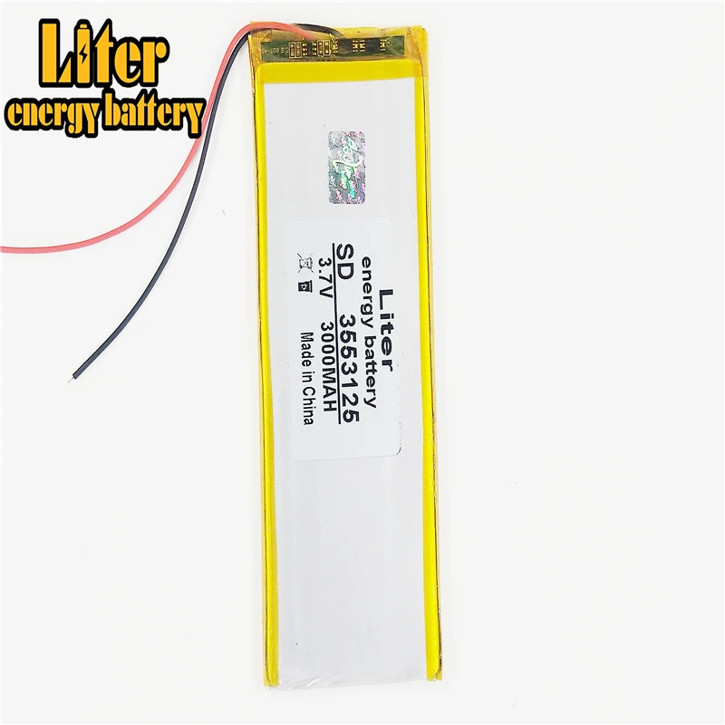 3,7V 3000mah 3553125 355125 Bateria recarregável de polímero de lítio li-po para mp4 mp5 gps pad e-book tablet pc power bank videogame