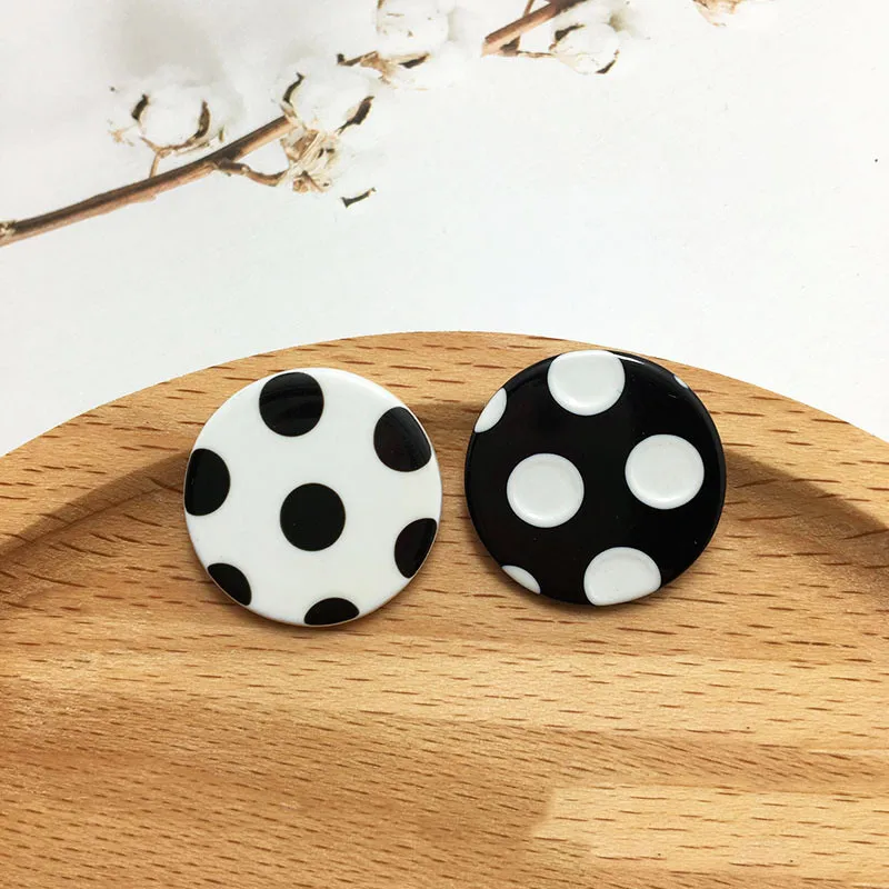 Jewelry Findings Ornament Accessory 22mm Round Polka Dots Resin Cabochon Planar Patch Sticker Button Cameo Garment DIY 40pcs