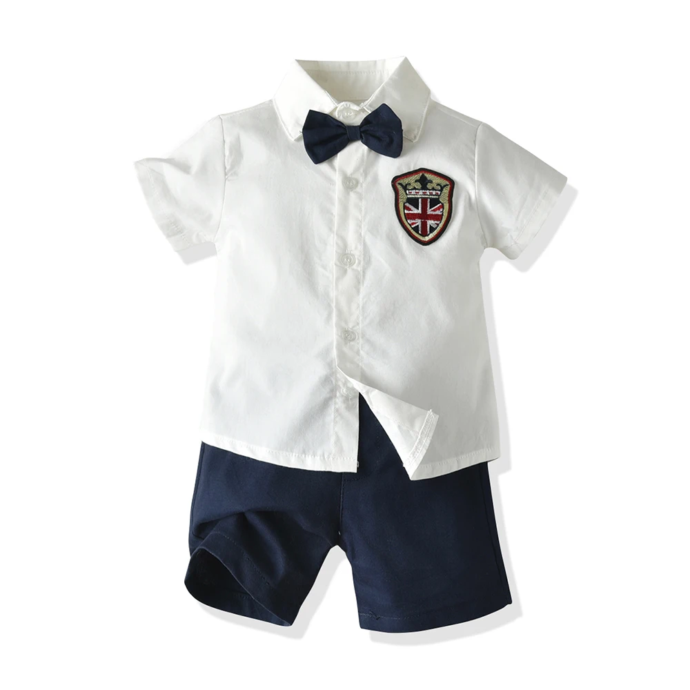 Tem doger summer 2020 new baby boy clothing suits shirts +shorts 2 pcs casual boy suits gentleman clothes infant  sets