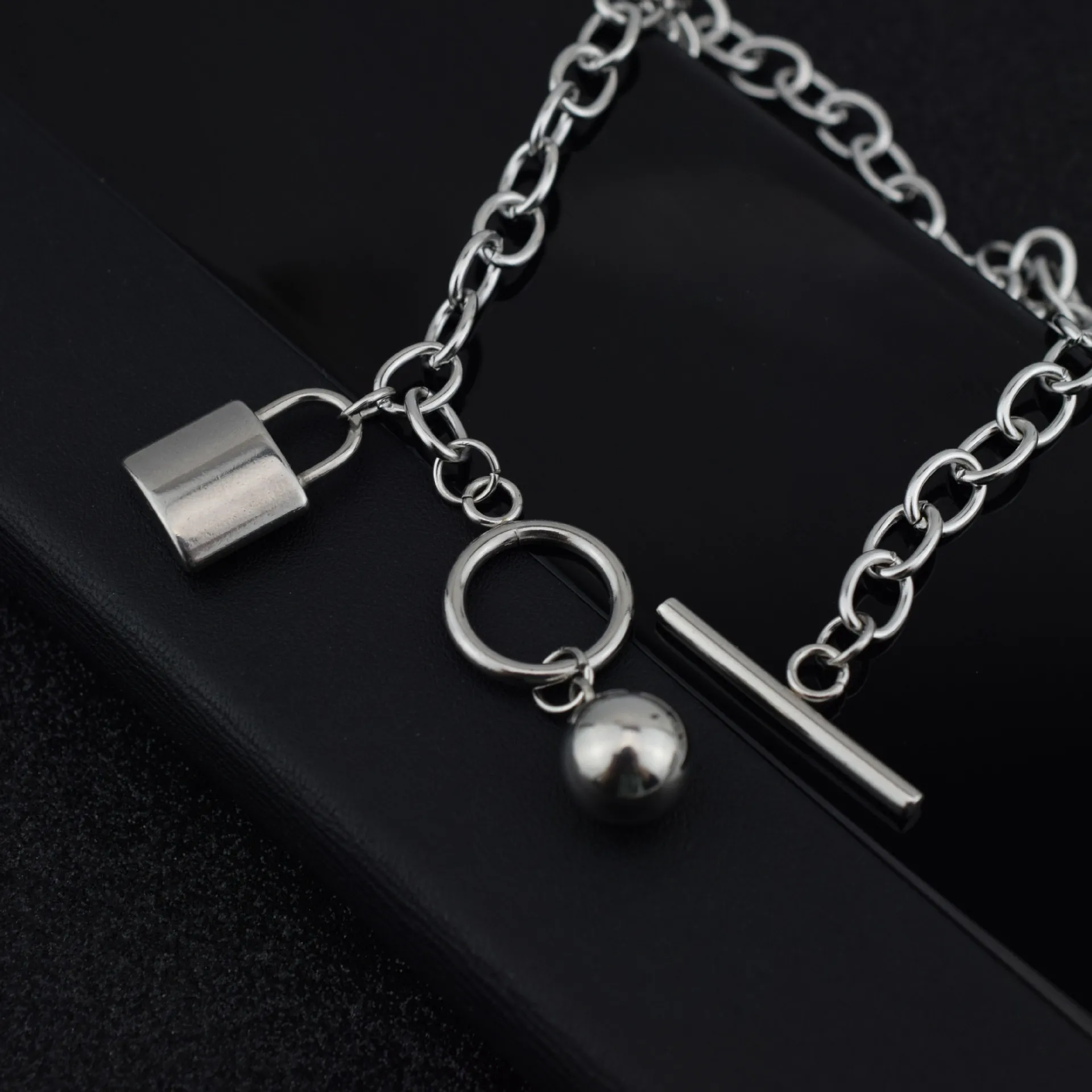 Male star same double-layer necklace clavicle chain sweater chain detachable long necklace street shooting Kpop stainless 15