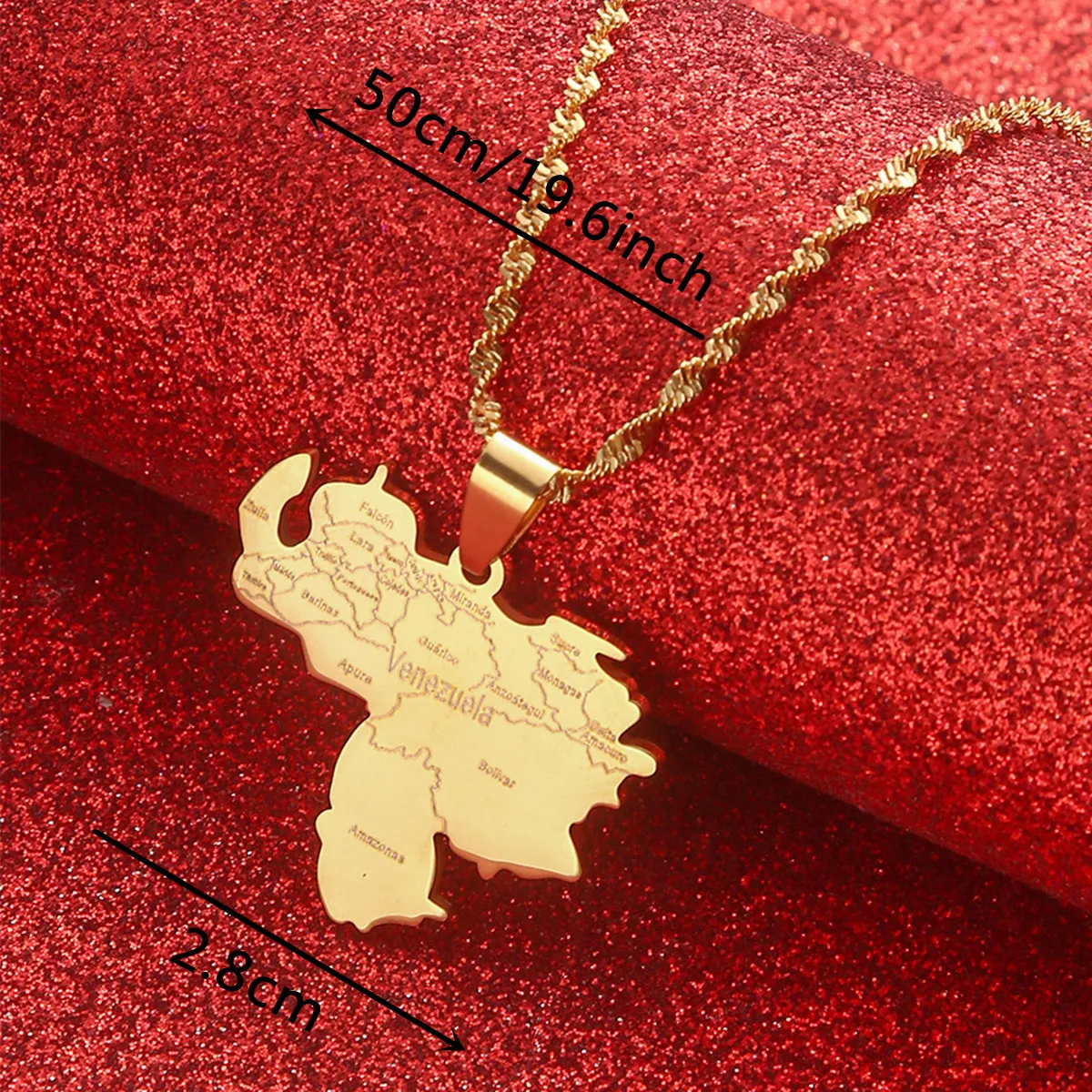 Venezuela Map Pendant Necklace for Women Gold Color Jewelry Venezuelan Item