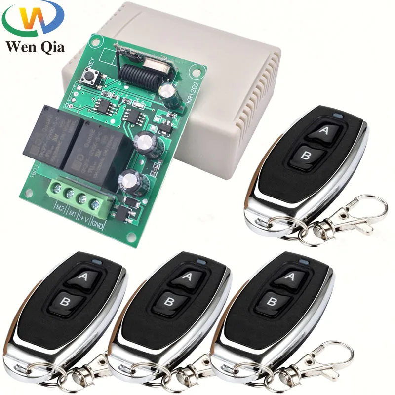 433MHz Garage Door Opener Remote Control Switch Universal Wireless DC 12V 2CH Relay Receiver Module Transmitter For DC Motor LED