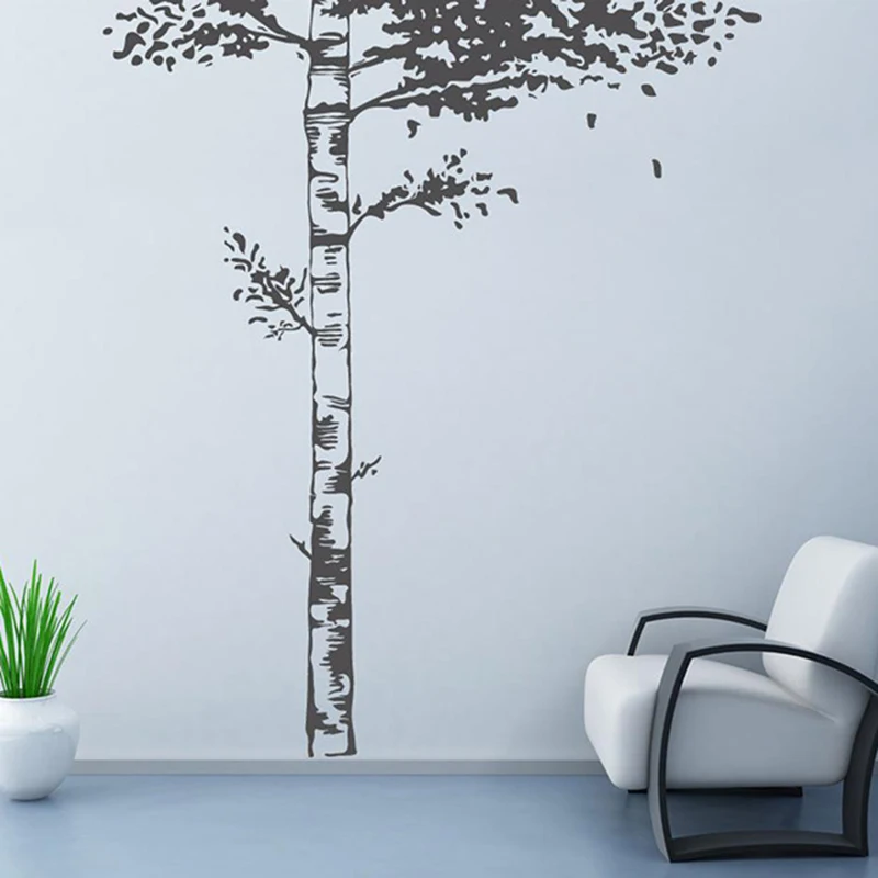 Large Realistic Birch Tree Leaf Wall Sticker Jungle Forest Tree Nature Wall Decal Playroom Bedroom Kids Vinyl Home Decor