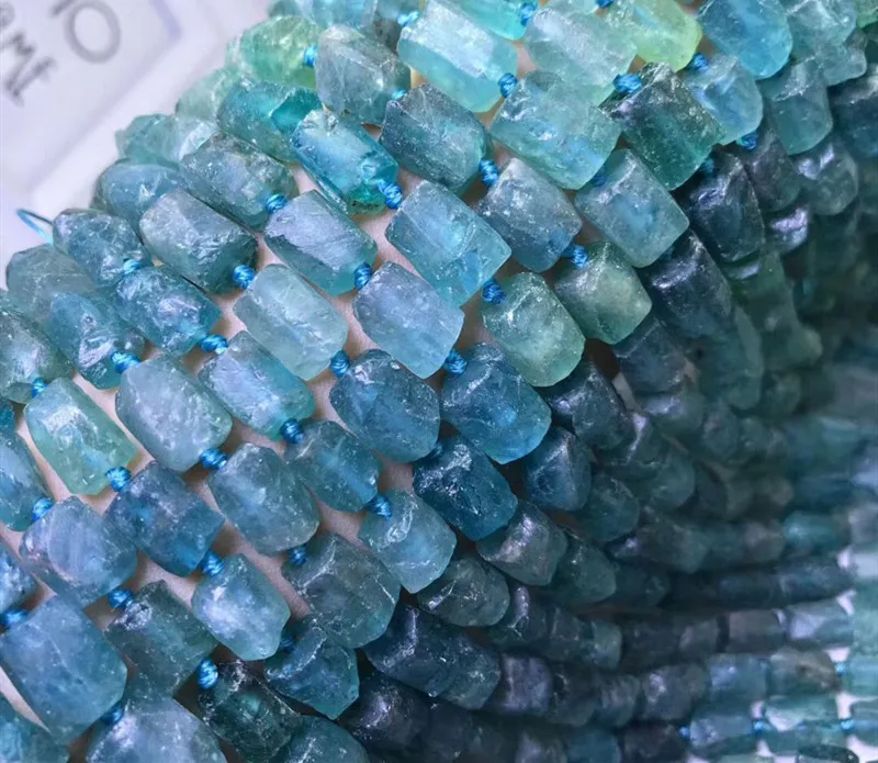 apatite blue loose beads  baroque /pillar nature  for making jewelry necklace 14inch FPPJ wholesale