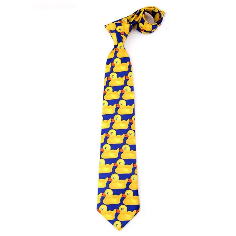 50 Men Women Funny Yellow Duck Printed Necktie Imitation Silk Cosplay Party Business Suit Ties Neckwear Show Wedding Accessories