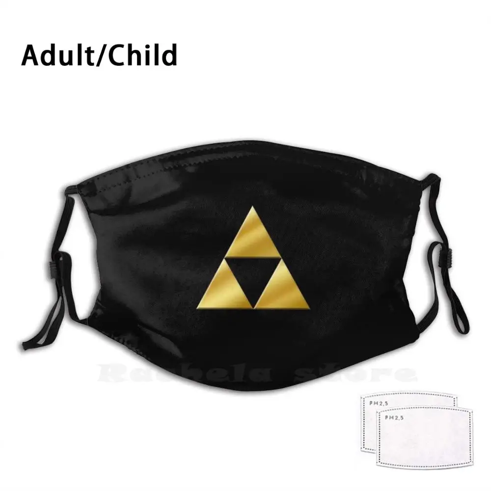 Golden Triforce Of Power Adult Kids Anti Dust Filter Diy Mask Briansmith84 84Pixeldesign Link Zelda Tri Tri Force Force Ocarina