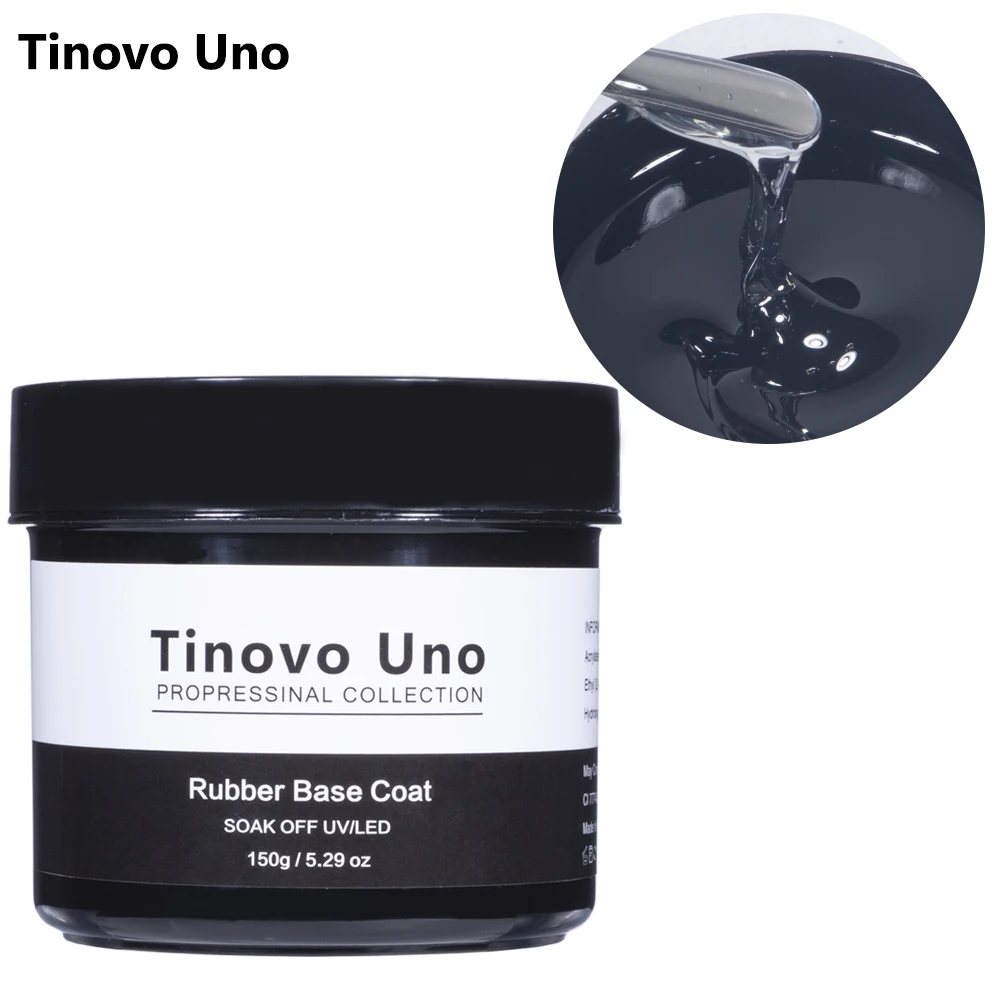 Tinovo Uno 150g Strong Rubber Base Coat UV Gel Nail Polish Semi Permanent Long Lasting Clear Primer Base Gel for Nails Art Shop