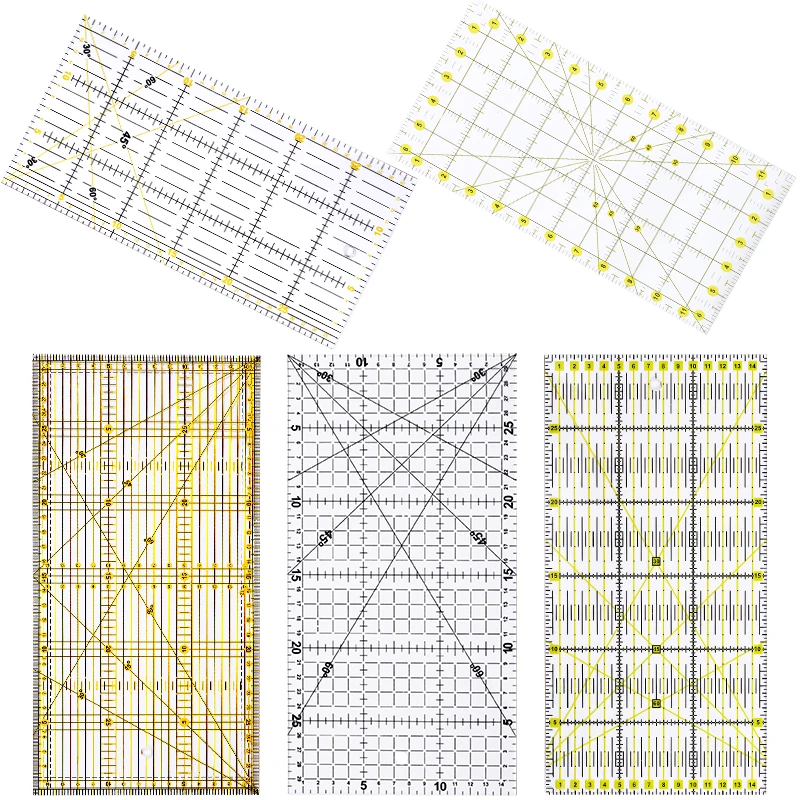 Fenrry Multisize Acrylic Patchwork Ruler Transparent Drawing Ruler Office School Sewing Measuring Supplies Tailor Tools Durable