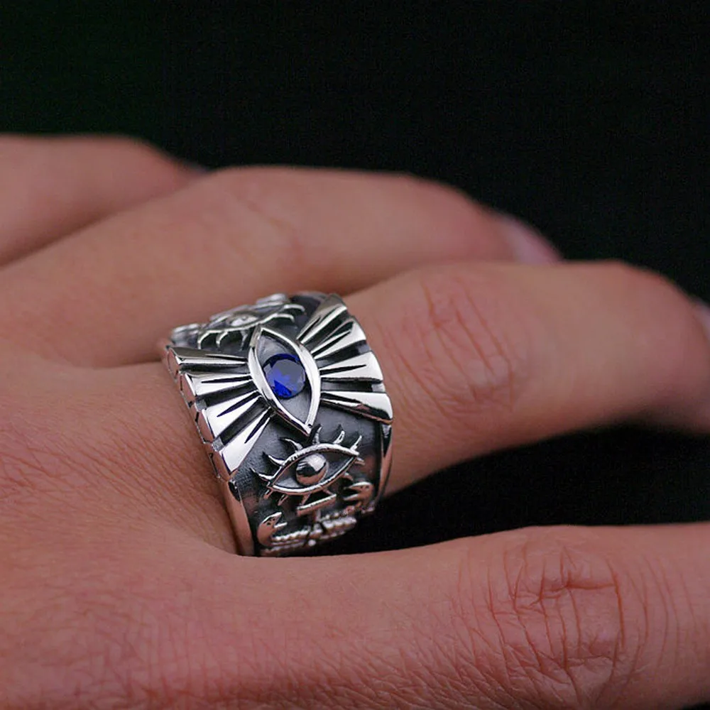 Thailand jewelry Pharaoh's Eye Men's 925 Silver rings，Customized rings, no returns or exchanges