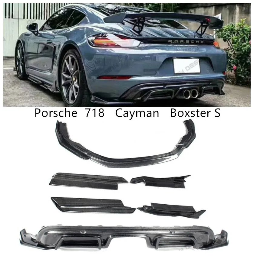 

Front Rear Side Skirt Lip Spoilers For Porsche 718 Cayman Boxster S 2016 17 2018 2019 2020 Bumper Diffuser Carbon Fiber Spoiler