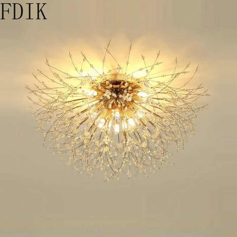 Dandelion Crystal Ceiling Lamp  Modern Led Luxury Light Nordic Loft Decor Interior Lighting for Living Room Bedroom 2020 New