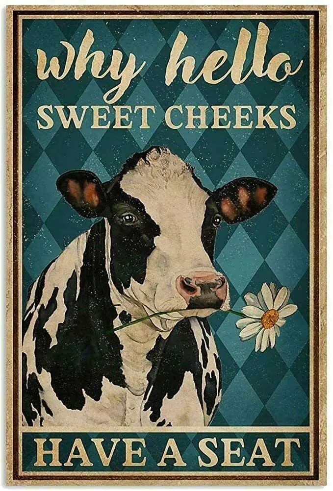 

Cow Metal Metal Sign Milk Cow Cottage Farm Rustic Farm Vintage Decoration Art Tin Sign 8x12inch