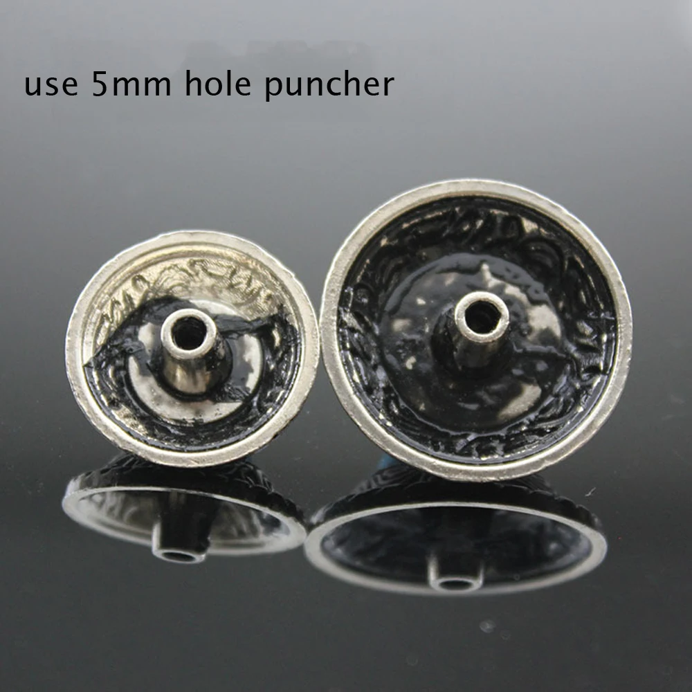 DIY leather craft turquoise stone  vintage silver pattern carved screws rivet wallet decoration button set 20mm 25mm 5pcs/lot